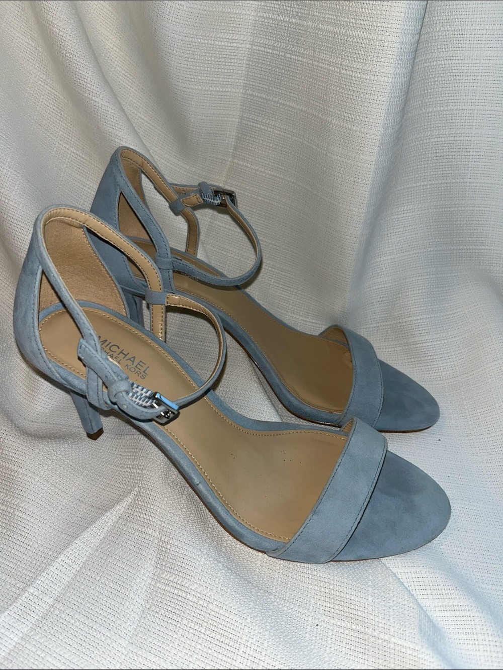 MICHAEL Michael Kors Dusty Blue Suede Ankle-Strap Heels